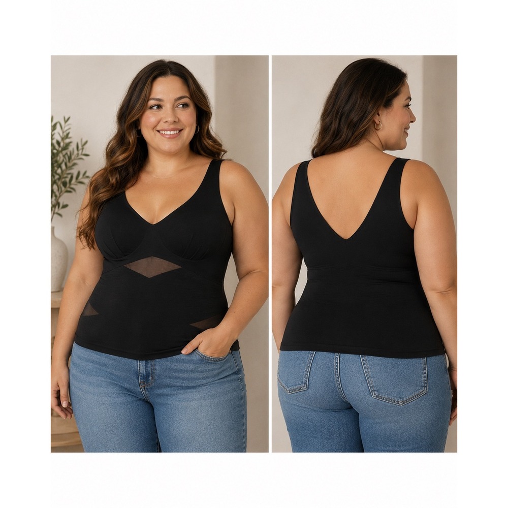 Honeylove LiftWear Cami Black Targeted Compression Shapewear Tank Top 3X Onyx